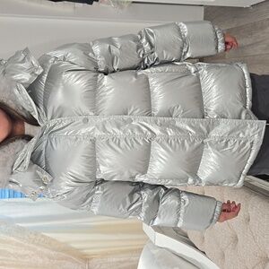Moncler Hanau Silver Coat Size 1